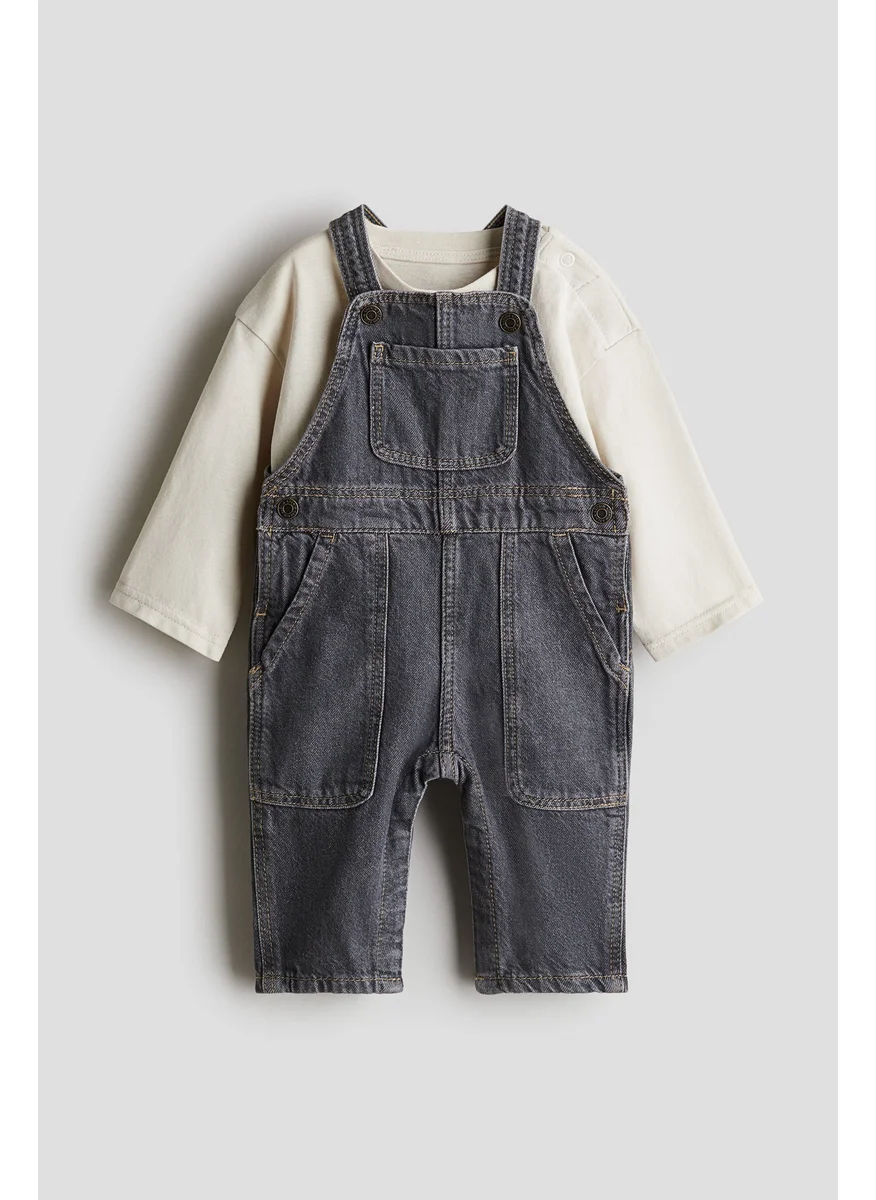 H&M 2-Piece Dungaree And Top Set