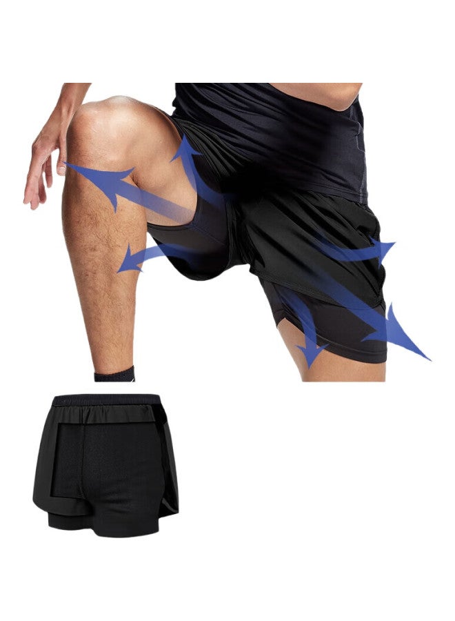 BURUITE Men'S Sports Shorts, Track And Field Marathon Training Pants, Summer Ice Silk Quick-Dry Three-Quarter Length Shorts, Running Shorts With Lining, Fitness Pants - Image 1