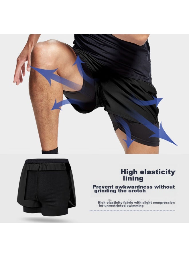 Buruite Men's Sports Shorts, Track And Field Marathon Training Pants, Summer Ice Silk Quick-dry Three-quarter Length Shorts, Running Shorts With Lining, Fitness Pants - Image 3