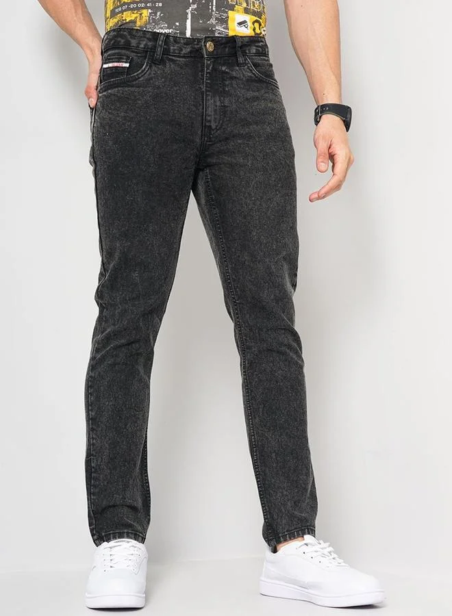 The Indian Garage Co The Indian Garage Co Men Black Mid Rise Slim Fit Solid Jeans