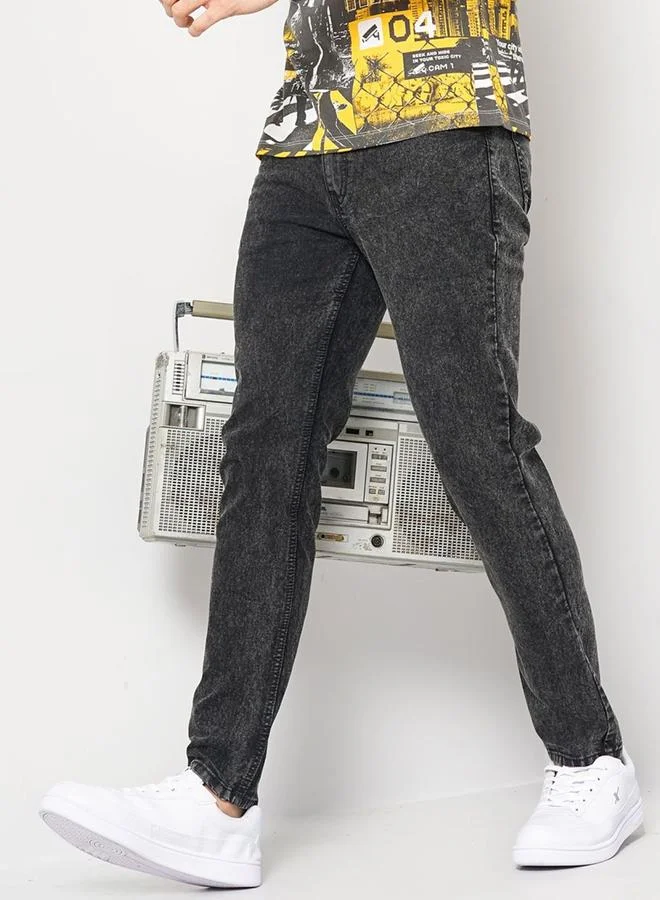 The Indian Garage Co The Indian Garage Co Men Black Mid Rise Slim Fit Solid Jeans
