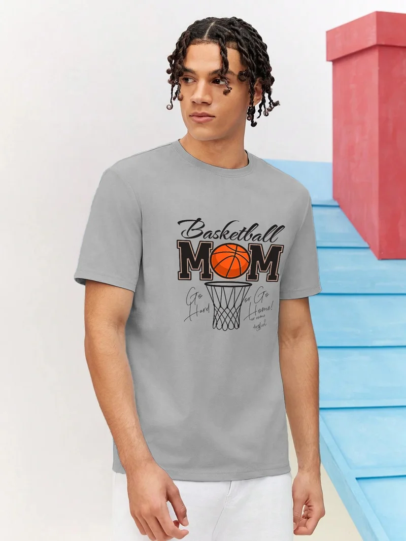 دوغ فش Lover Combination Couple Basketball Mom Mothers Day Printed Oversize Cotton T-Shirt 2-Piece