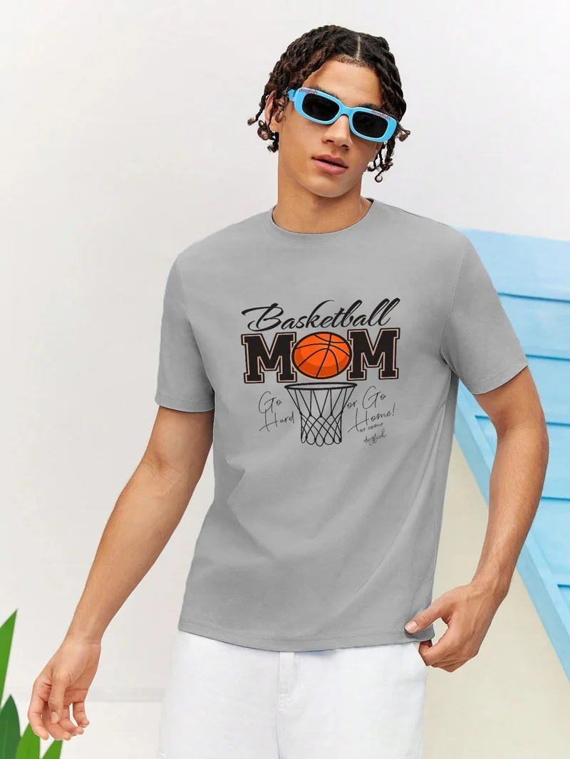 دوغ فش Lover Combination Couple Basketball Mom Mothers Day Printed Oversize Cotton T-Shirt 2-Piece