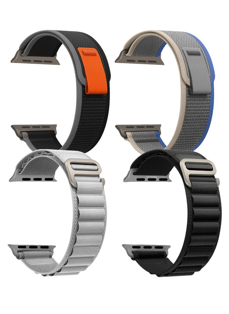 CATANES - 4 Packs For Apple iWatch Bands Nylon Alpine and Trail Bands Compatible With Apple iWatch For Men Women Replacement Strap 49mm 45mm 44mm 42mm For iWatch Series Ultra/8/7/6/5/4/3/2/1/SE Multicolour - Image 1