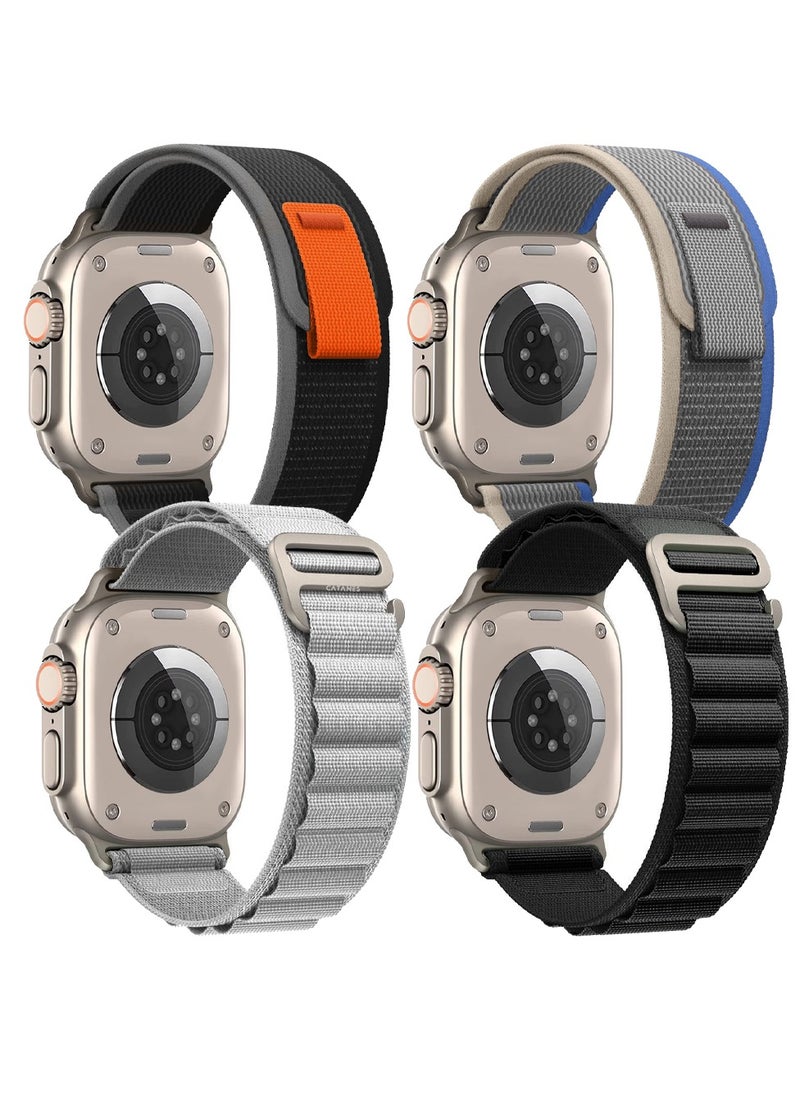 CATANES - 4 Packs For Apple iWatch Bands Nylon Alpine and Trail Bands Compatible With Apple iWatch For Men Women Replacement Strap 49mm 45mm 44mm 42mm For iWatch Series Ultra/8/7/6/5/4/3/2/1/SE Multicolour - Image 1