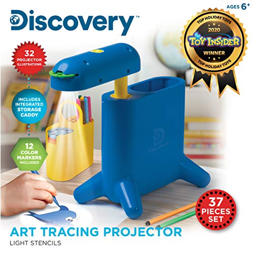 Discovery™ Art Tracing Projector Kit - 32 Stencils, 12 Markers, 20 Paper Sheets Included| Portable Arts & Crafts Activity Set| Doodle & Sketch Art Supplies| Kids Drawing Toy| Boys Girls Gift| Ages 6+ - Image 2