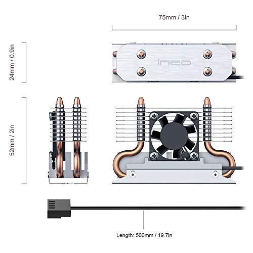 ineo M.2 2280 PCIe 5 SSD Rocket Heatsink Built-in Cooling Fan [M3] - Image 4