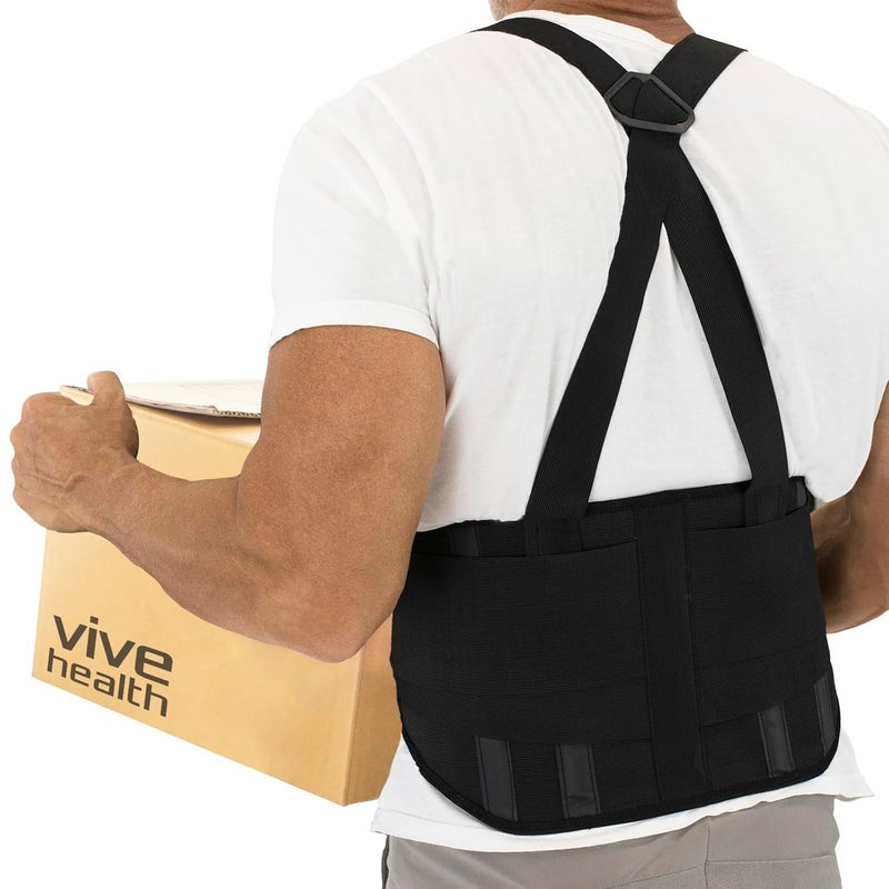 Vive Back Brace for Heavy Lifting  Lower Back Brace Support Belt for Men  Women wSuspenders  Lumbar  Sciatica Pain Relief  Adjustable Compression for Herniated Disc Lift Harness for Protection - Image 1