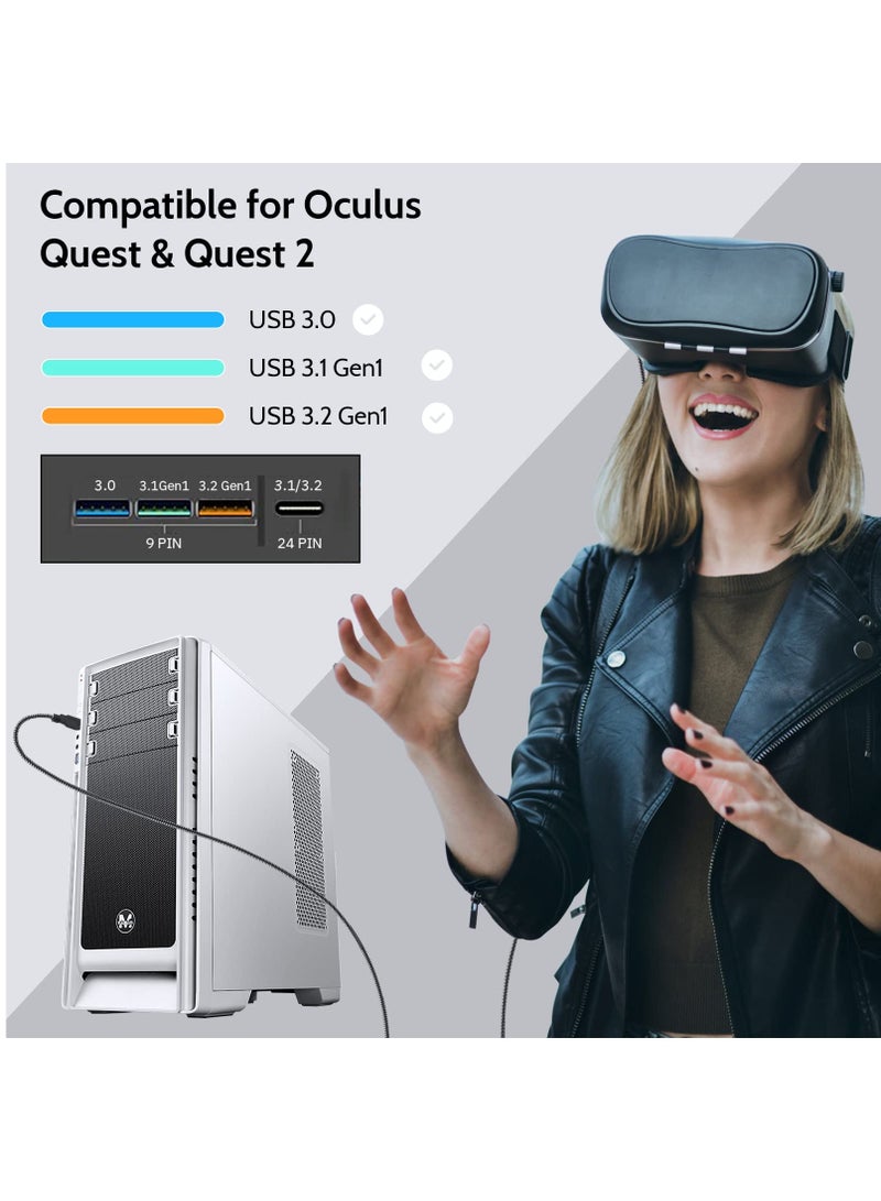 Zikra Link Cable Compatible for Oculus Quest 2 20ft, Fast Charing & PC Data Transfer USB C 3.2 Gen1 Cable for VR Headset and Gaming - Image 3