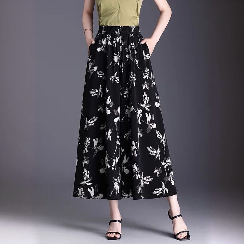 Flowy Women's Casual Wide Leg Print Pants - Image 4