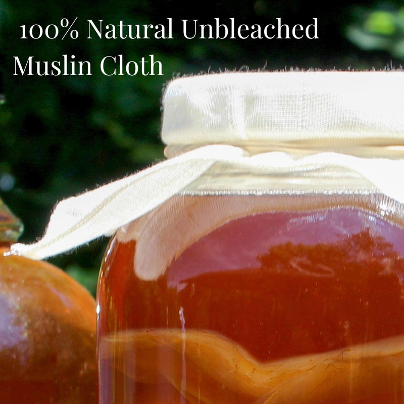 Cornucopia Brands Kombucha Jar Cloth Covers (4-Pack); Unbleached Muslin Cloth Covers w/Rubber Bands, Custom Size for Kombucha Jars - Image 5