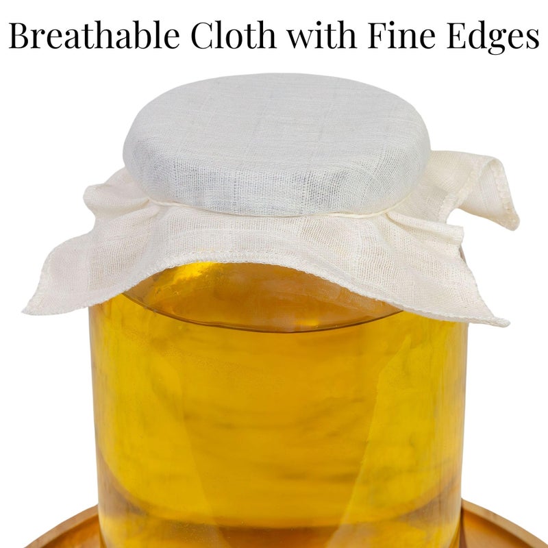 Cornucopia Brands Kombucha Jar Cloth Covers (4-Pack); Unbleached Muslin Cloth Covers w/Rubber Bands, Custom Size for Kombucha Jars - Image 4
