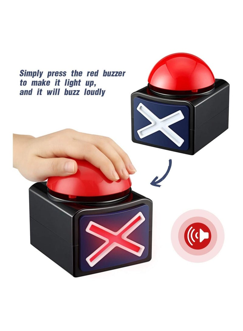 Kids Adult Game Answer Buzzer Alarm Button Box with Sound and Light Trivia Quiz Game Toy Talent Buzzer Sound Quiz Contest Answer Button, Game Show Party Props for Adults Teens (2 Pack) - Image 2