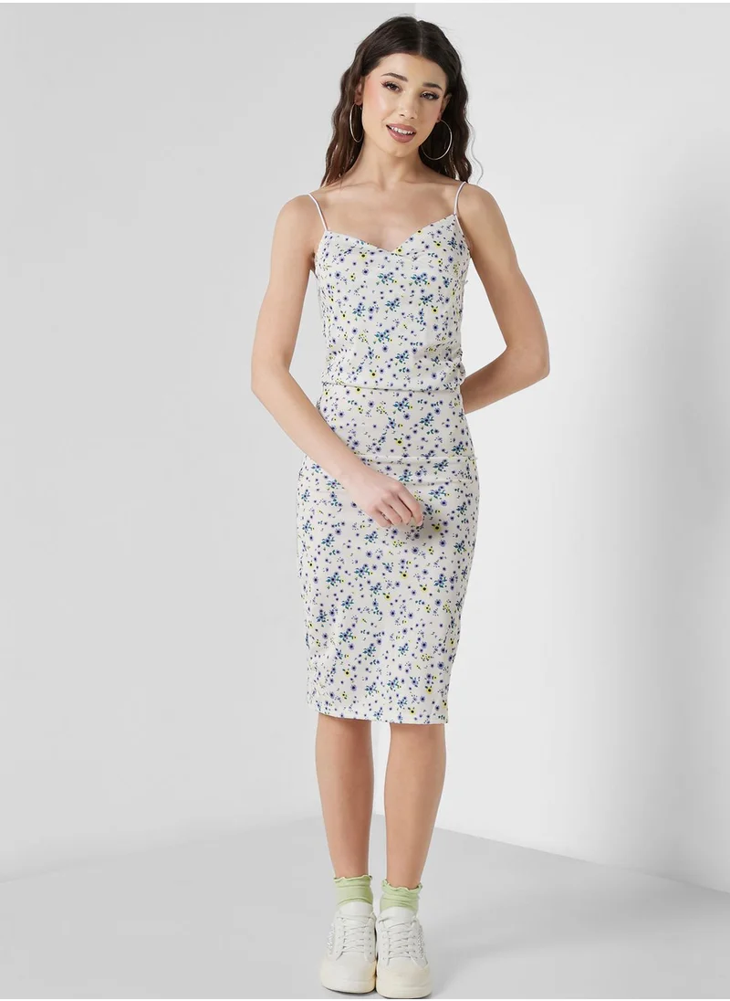 Ginger Strappy Ditsy Floral Printed Dress