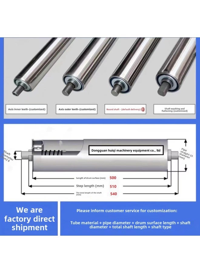 Stainless Steel Drum Dongguan Double Row Sprocket Conveyor Line Conveyor Roller With Unpowered Drum-Specifications:Unpowered Roller (25*500)  - Image 1