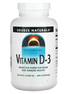 SOURCE NATURALS Vitamin D-3 50 mcg (2000 IU) 400 Capsules 