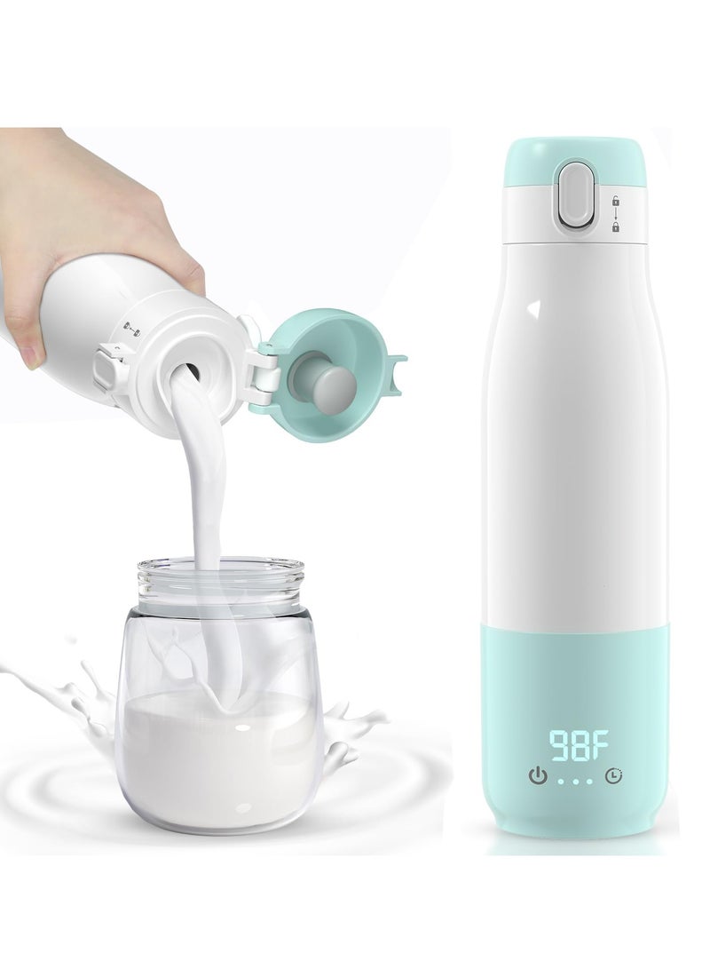 SYOSI سخان زجاجة محمول، 12 أونصة، تسخين بتقنية الفيلم النانوي، بطارية 9000 مللي أمبير، طاقة 55 واط، شحن سريع، مضاد للجفاف ومضاد للحرق، سخان سفر للأطفال، مثالي لحليب الثدي والحليب الصناعي - Image 1