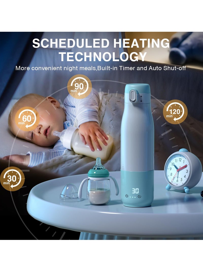 SYOSI سخان زجاجة محمول، 12 أونصة، تسخين بتقنية الفيلم النانوي، بطارية 9000 مللي أمبير، طاقة 55 واط، شحن سريع، مضاد للجفاف ومضاد للحرق، سخان سفر للأطفال، مثالي لحليب الثدي والحليب الصناعي - Image 3