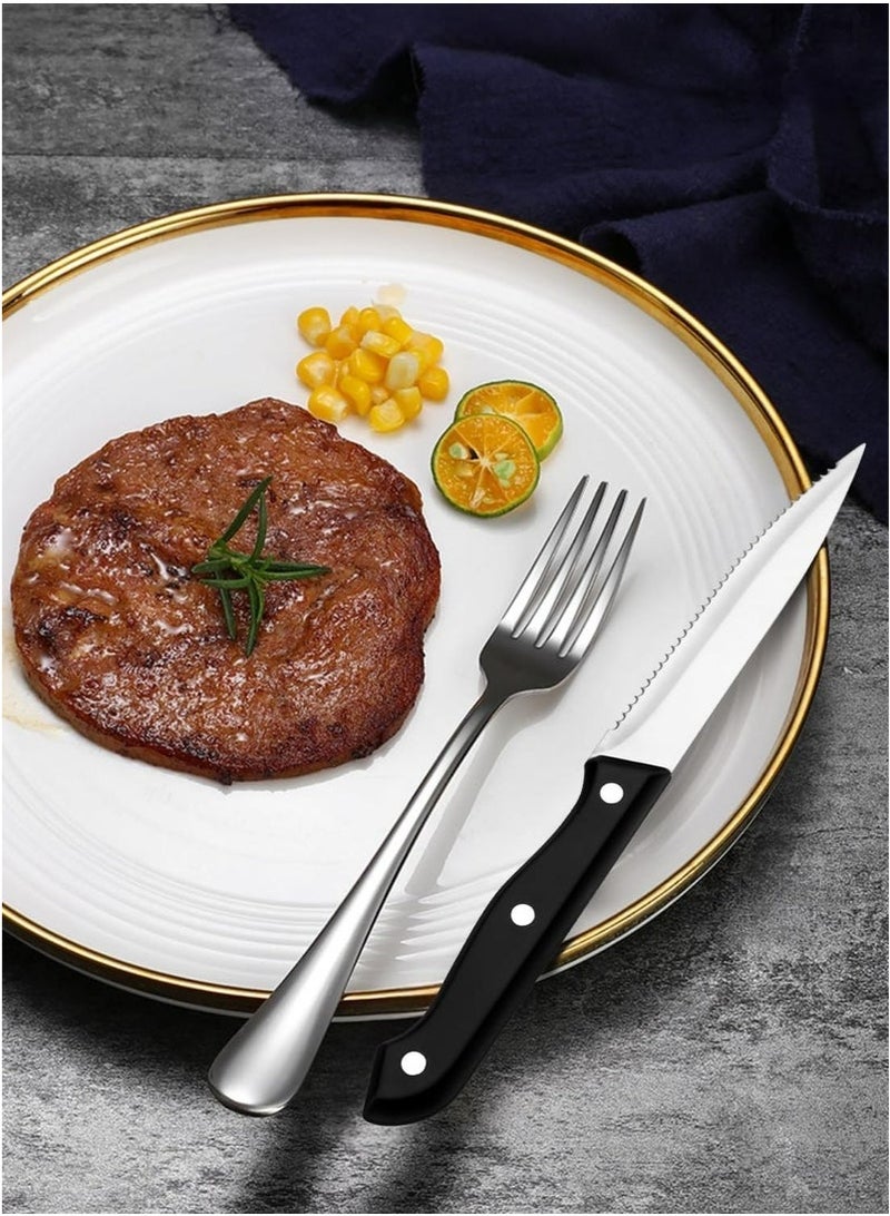 48 قطعة طقم أدوات مائدة من الفولاذ المقاوم للصدأ، أدوات مطبخ منزلية، 8 شوكات عشاء، 8 شوكات سلطة، 8 سكاكين عشاء، 8 سكاكين ستيك، 8 ملاعق عشاء، 8 ملاعق شاي، 8 ملاعق شاي - Image 5