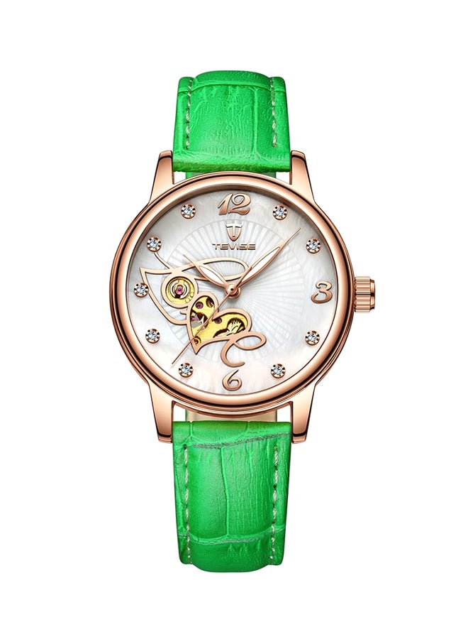 تيفيز ساعة يد بعقارب بسوار من الجلد طراز T835A GR للبنات - Image 1