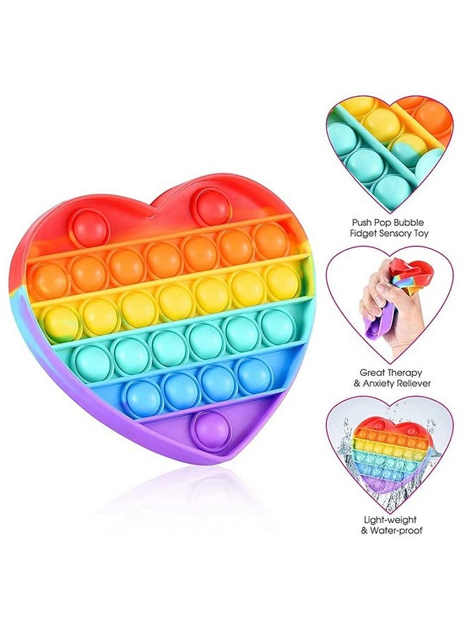 D ETERNAL D ETERNAL Pop It Fidget Push Pop Bubble Fidget Sensory Silicone Stress Relief Sensory Toy for Kids and Adults (Heart) Multicolor - Image 3
