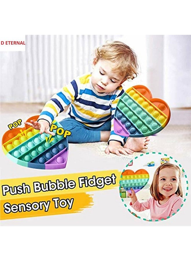D ETERNAL D ETERNAL Pop It Fidget Push Pop Bubble Fidget Sensory Silicone Stress Relief Sensory Toy for Kids and Adults (Heart) Multicolor - Image 4