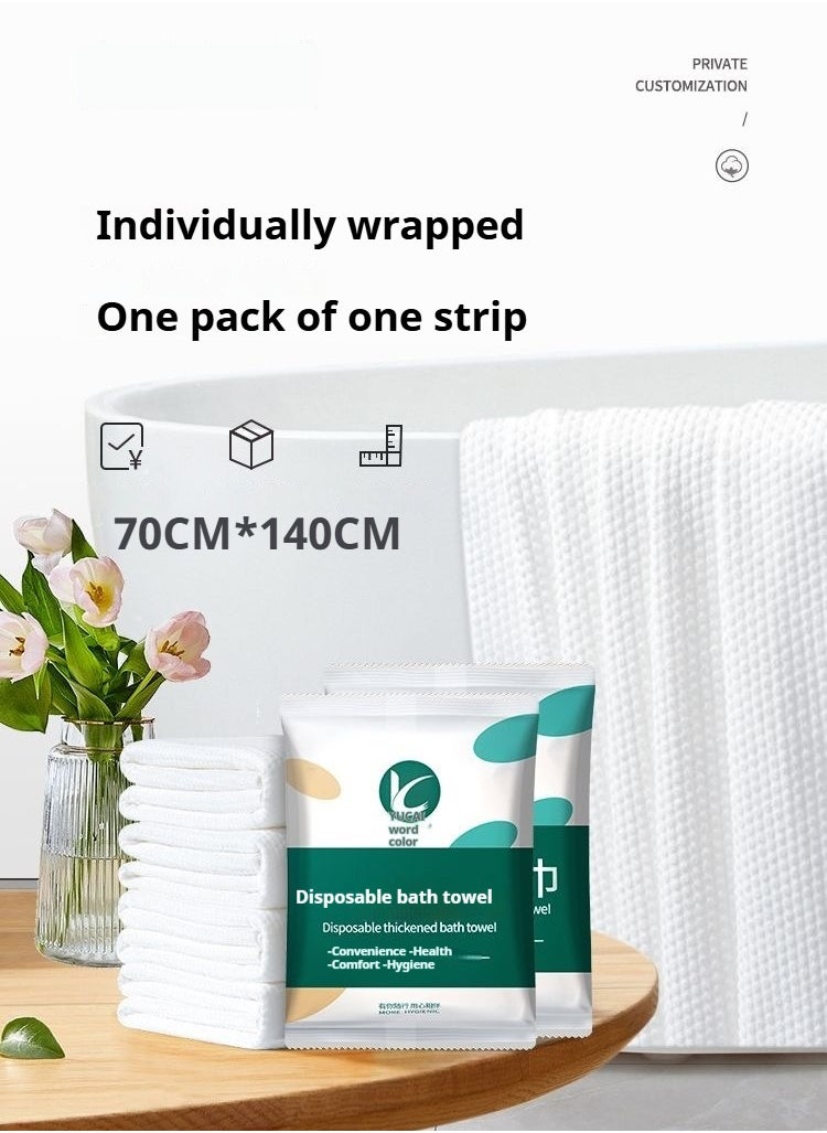 Generic Disposable Bath Towel, 5 Individually Packed, White Large Body Camping Towel, Quick Drying Disposable Towel, Thickened Absorbent 56 x 27.5 Inch（70*140CM）, Travel Shower Hiking Backpack Bathroom Convenient to Use  - Image 2