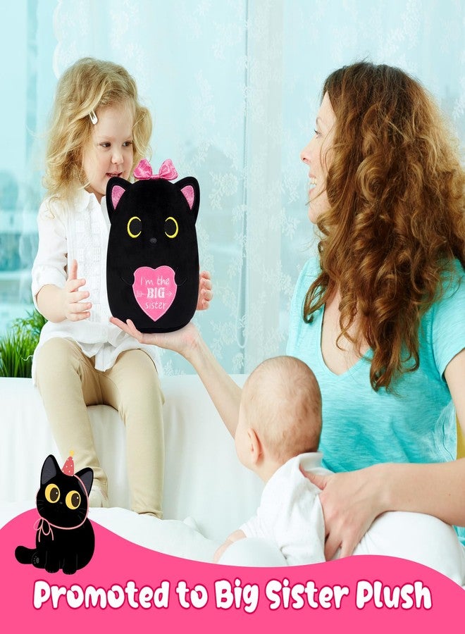 LSYDCARM Big Sister Black Cat Plush - I'm The Big Sister Black Cat Stuffed Animal with Heart, New Baby Big Sister Gift for Girls, Cute Cat Stuffed Animal Plush Toy with Pink Sparkly Bow - Image 2