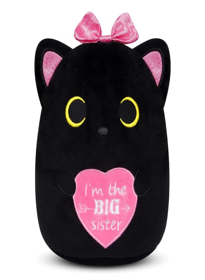 LSYDCARM Big Sister Black Cat Plush - I'm The Big Sister Black Cat Stuffed Animal with Heart, New Baby Big Sister Gift for Girls, Cute Cat Stuffed Animal Plush Toy with Pink Sparkly Bow - Image 1