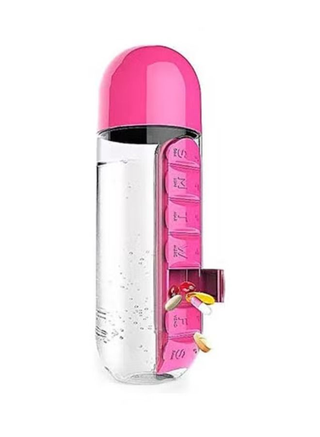 ACLIX Plastic Water Bottle With Daily Pill Box Organizer Drinking Bottles Blue 600ml