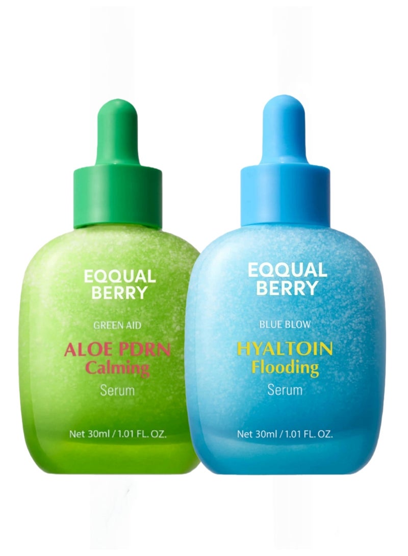 eqqualberry 2-PACKS ALOE PDRN Calming Serum 30ml + HYALTOIN Flooding Serum 30ml - Image 1