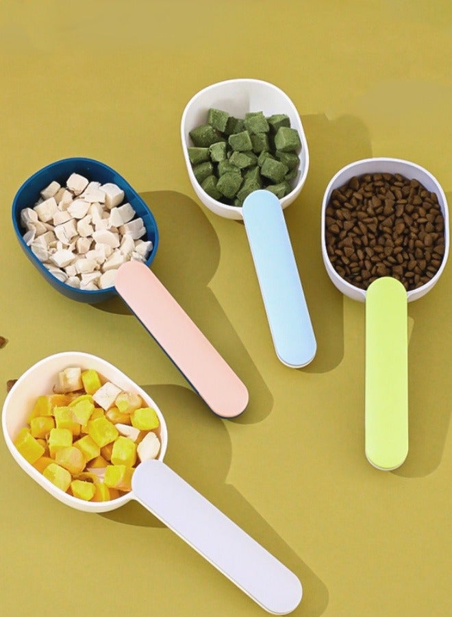 ملعقة تغذية الحيوانات الأليفة: ذات وظائف متعددة وذات تصميم فاخر. مصممة على شكل قماشة إغلاق أكياس للقطط والكلاب. لديها تصميم إبداعي يشبه كوب القياس، وتعمل كمستلزم تغذية الحيوانات الأليفة ومقرفة طعام ومجرفة في واحد. مصنوعة من مواد متينة، مما يضمن القياس الدقيق من أجل صحة وفرح الحيوان الأليف (لون أزرق وأبيض). - Image 2