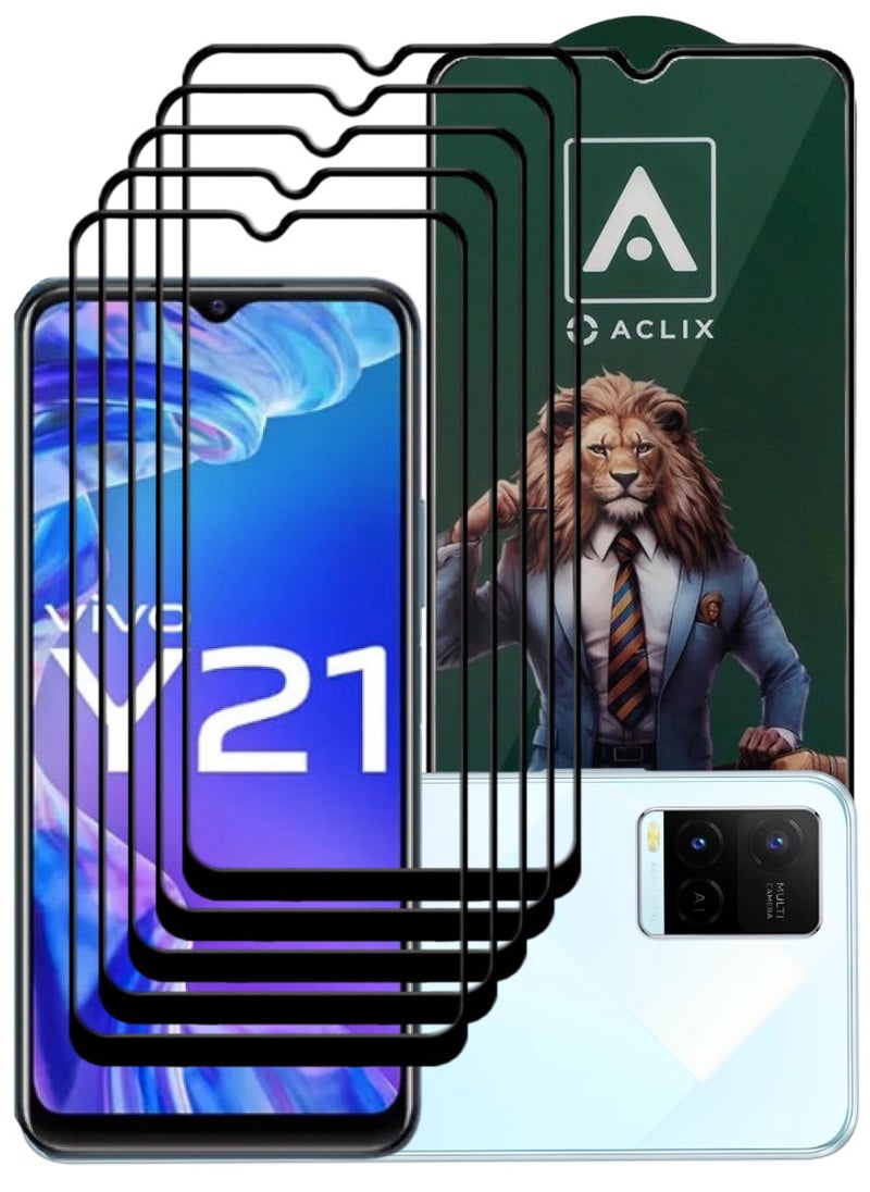 ACLIX 5 Pieces Antistatic ESD Dustproof Premium Quality High Definition Tempered Glass Screen Protector Designed For vivo Y21 - Image 1