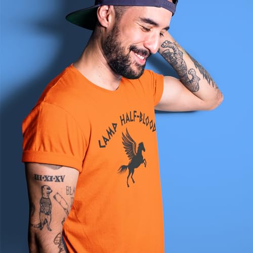 shop4ever Camp Half Blood T-Shirt Demigod Tee Large Orange 0 - Image 5