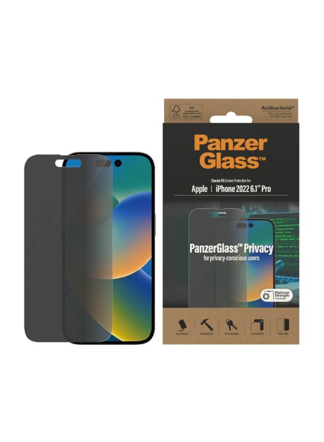 بانزرجلاس واقي الشاشة كلاسيك فيت للخصوصية من بانزر جلاس لآيفون ١٤ برو ٢٠٢٢ - ٦,١ بوصة - Image 2