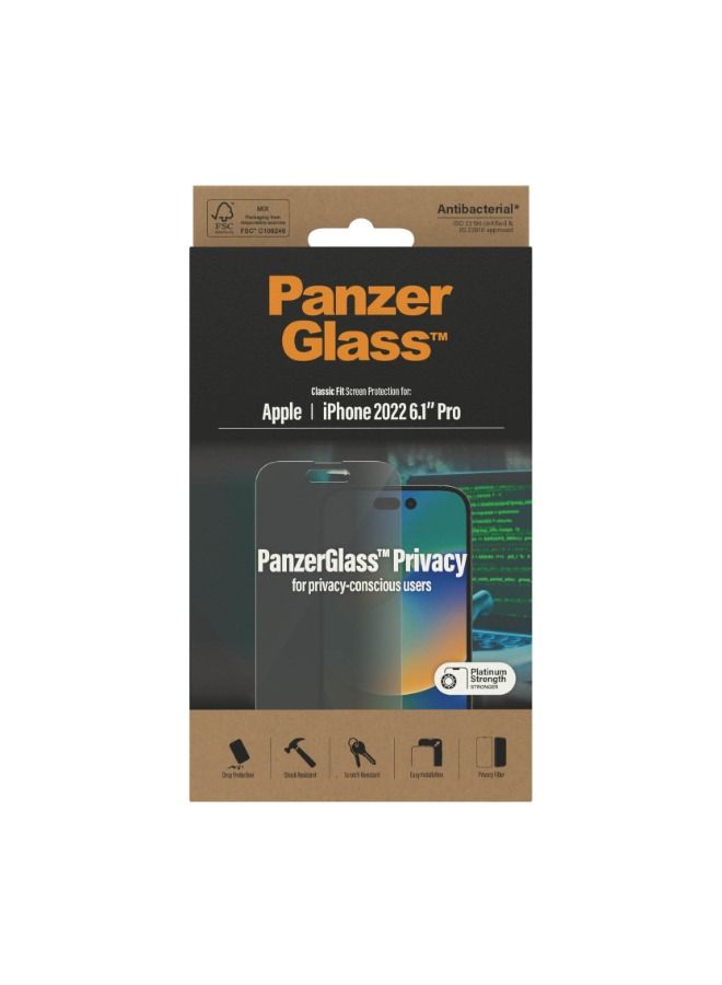 بانزرجلاس واقي الشاشة كلاسيك فيت للخصوصية من بانزر جلاس لآيفون ١٤ برو ٢٠٢٢ - ٦,١ بوصة - Image 3