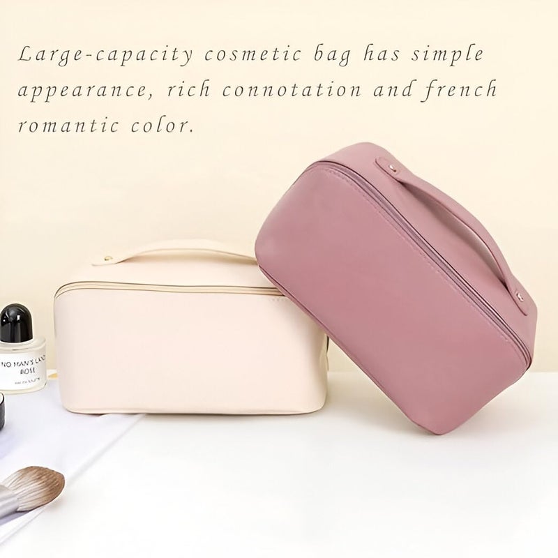 LEDHOLYT Large Capacity Makeup Bag for Women Portable Leather Cosmetic Travel Organizer Wide Opening Design Perfect for Cosmetics Toiletries - Image 4