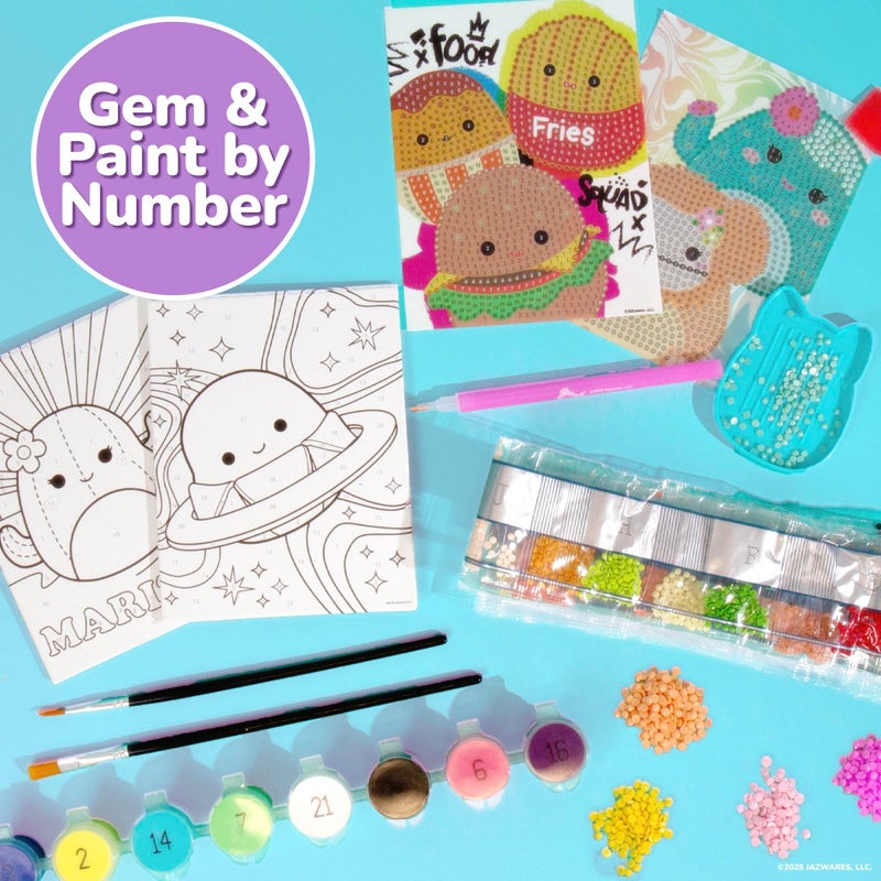 Squishmallows Original 4-in-1 Canvas Art Set, Paint by Numbers & Gem Art Crafts - Image 2