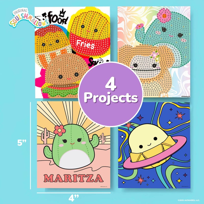 Squishmallows Original 4-in-1 Canvas Art Set, Paint by Numbers & Gem Art Crafts - Image 3