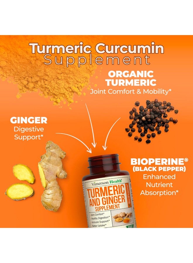 Vimerson Health Turmeric Supplement with Ginger Root for Joint & Digestion Support - Turmeric Curcumin Supplement 95% Curcuminoids. Contains Organic Tumeric with Black Pepper (Bioperine) for Max Absorption. 60 Caps - Image 2