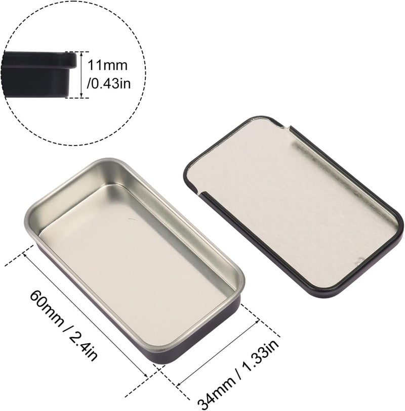 SpiderJuice 3Pc 15G Mini Aluminium Rectangular Portable DIY Lip Balm Solid Perfume Empty Slide Top Tin Container Storage Box Dibbi with Lid, Black, TINSLIDER - Image 3