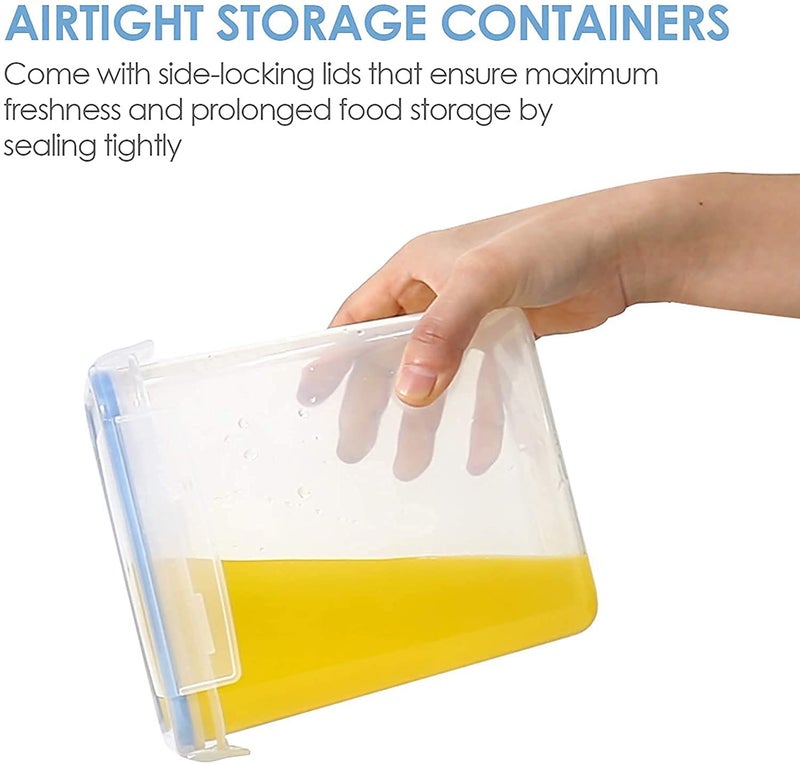 SQINELLI AirTight Container for Kitchen Storage Set Lock Fresh Plastic Fridge Container and Jars set of 405L Food grade and BPA free with Lock Seal Lid Containers Clear 500ml x 4 - Image 4
