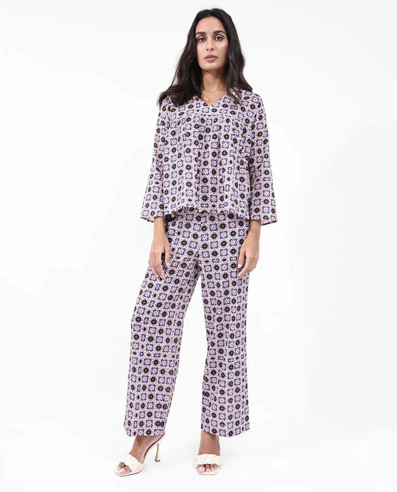 Rareism Women's Abstract Print Ankle-Length Trouser
