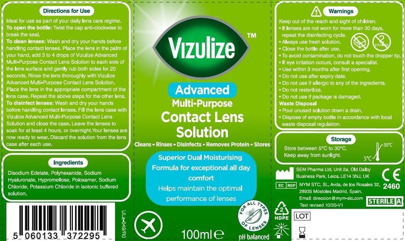 Vizulize All In One Contact Lens Solution Travel Pack 100ml - Image 2