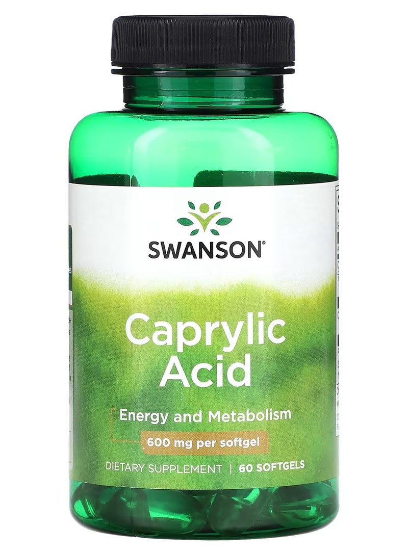 Swanson, Caprylic Acid, 600 mg, 60 Softgels
