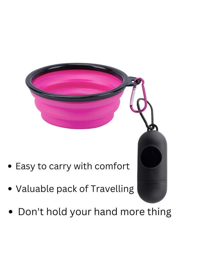 مجموعة سفر 3 في 1 للحيوانات الأليفة للكلاب الصغيرة والمتوسطة الحجم | كيس فضلات + موزع واحد ووعاء قابل للطي (350 مل) (قد يختلف اللون) - Image 3