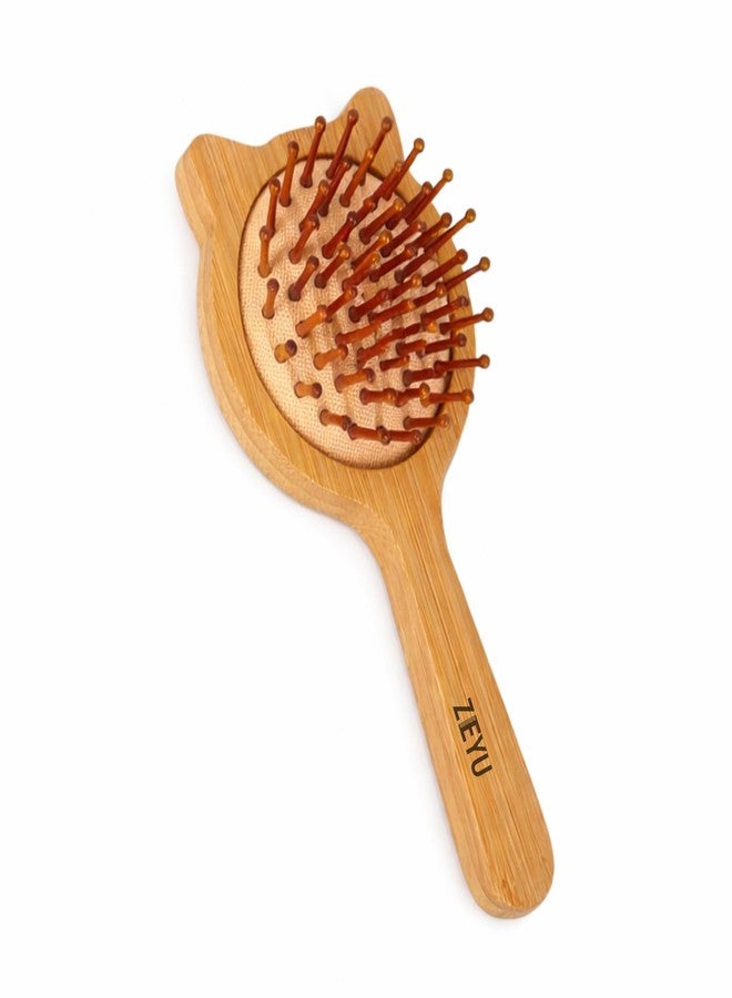 Zeyu Wooden Hair Brush | Wooden Comb with Bamboo Bristles | Paddle Comb for Women | Hair Brush for Men & Women | Paddle Comb for Men | Bamboo Brush (Cat) - Image 1
