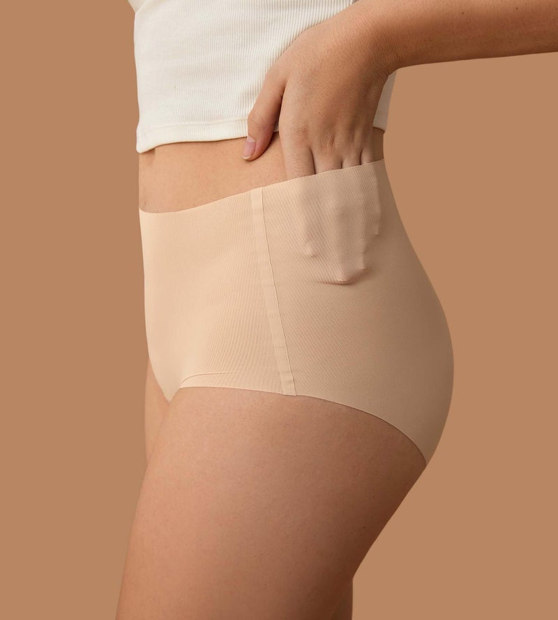 SHARICCA Seamless High Waisted Underwear for Women No Show Full Coverage Panties Nuage Microfiber Briefs Pack, 5P03, L - Image 4