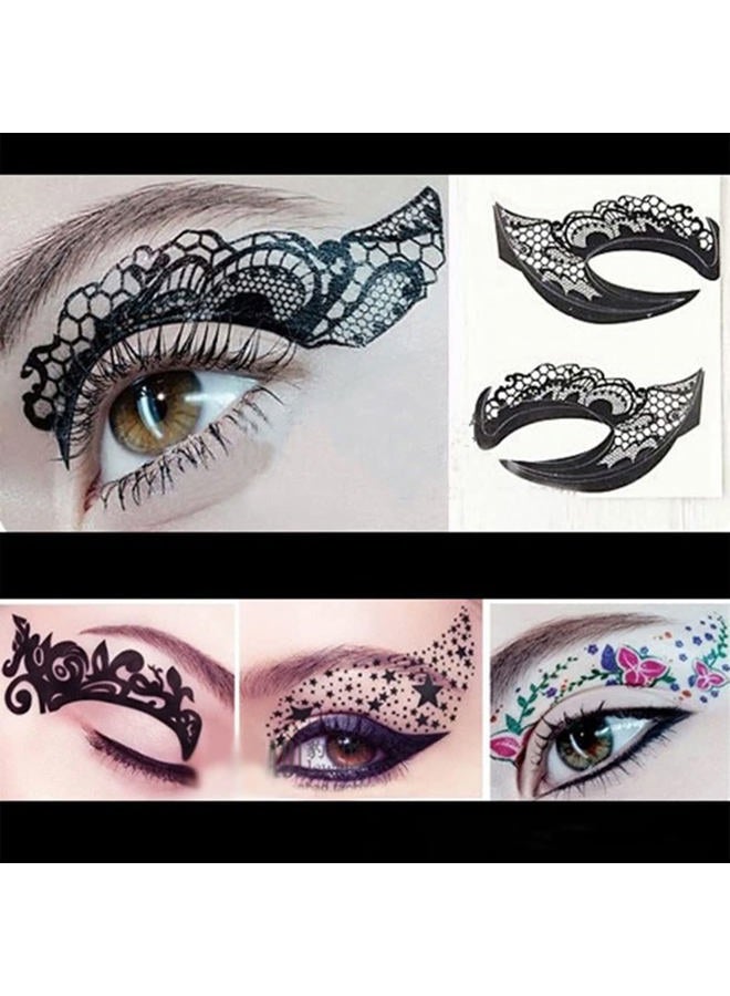ASVNRES ملصق تاتو ظلال العيون، ملصقات مكياج تاتو مؤقتة لنقل ظلال العيون، ملصقات آيلاينر ظلال العيون، ملصقات مكياج العيون لحفلات 20 قطعة / 10 أزواج ##-ملون - Image 1
