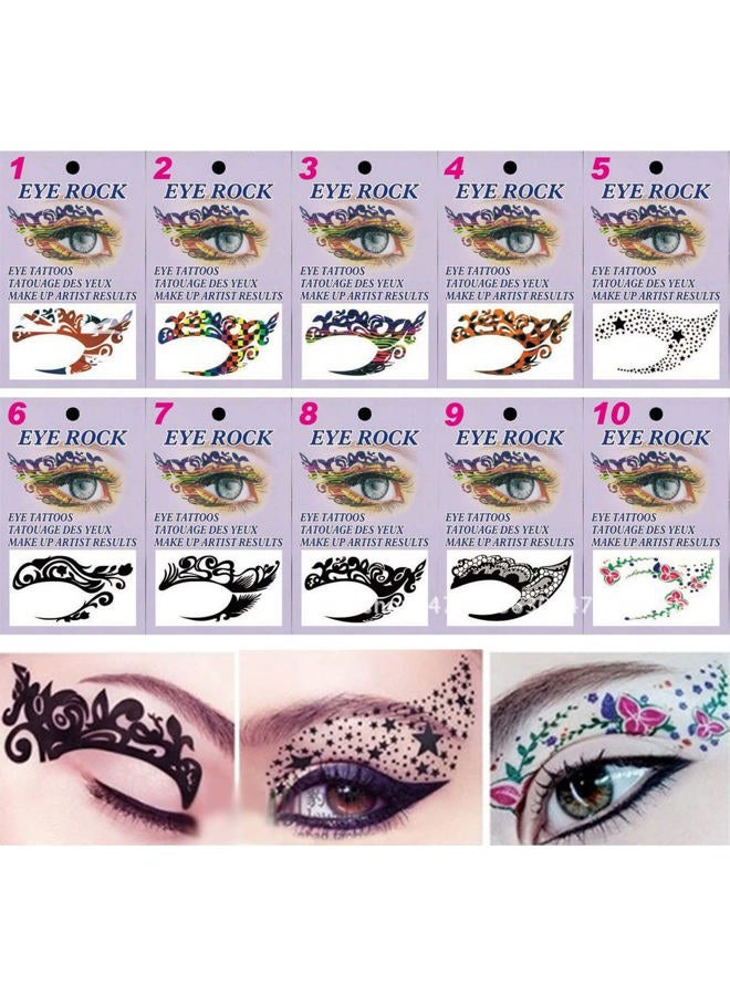 ASVNRES ملصق تاتو ظلال العيون، ملصقات مكياج تاتو مؤقتة لنقل ظلال العيون، ملصقات آيلاينر ظلال العيون، ملصقات مكياج العيون لحفلات 20 قطعة / 10 أزواج ##-ملون - Image 2